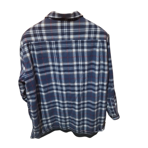 LL Bean Fleece Lined Flannel Shirt Shacket Flap Pockets Traditional Fit Size XL - Picture 2 of 6